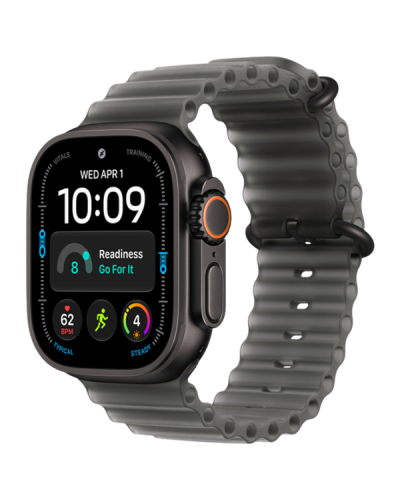 Apple Watch Ultra 4 GPS + LTE 49mm Natural Titanium Case with Translucent Gray Ocean Band MJAD4 Apple Watch Ultra 4 GPS + LTE 49mm Natural Titanium Case with Translucent Gray Ocean Band MJAD4