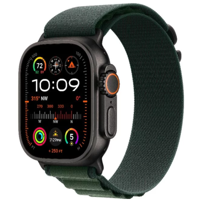 Apple Watch Ultra 2 2024 GPS + Cellular 49mm Black Titan Case with Dark Green Alpine Loop L (MX4T3)