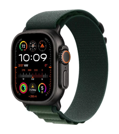 Apple Watch Ultra 2 2024 GPS + Cellular 49mm Black Titan Case with Dark Green Alpine Loop S (MX4Q3)