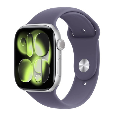 Apple Watch Series 11 GPS 46mm Silver Aluminium Case with Purple Fog Sport Band - M/L (MEVA4)