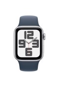 Apple Watch SE (2023) GPS 40mm Silver Aluminium Case with Storm Blue Sport Band - M/L (MRE23)