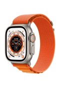 Apple Watch Ultra GPS + LTE 49mm MQEV3 Titanium Case with Orange Alpine Loop - Large