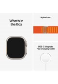 Apple Watch Ultra GPS + LTE 49mm MQEV3 Titanium Case with Orange Alpine Loop - Large